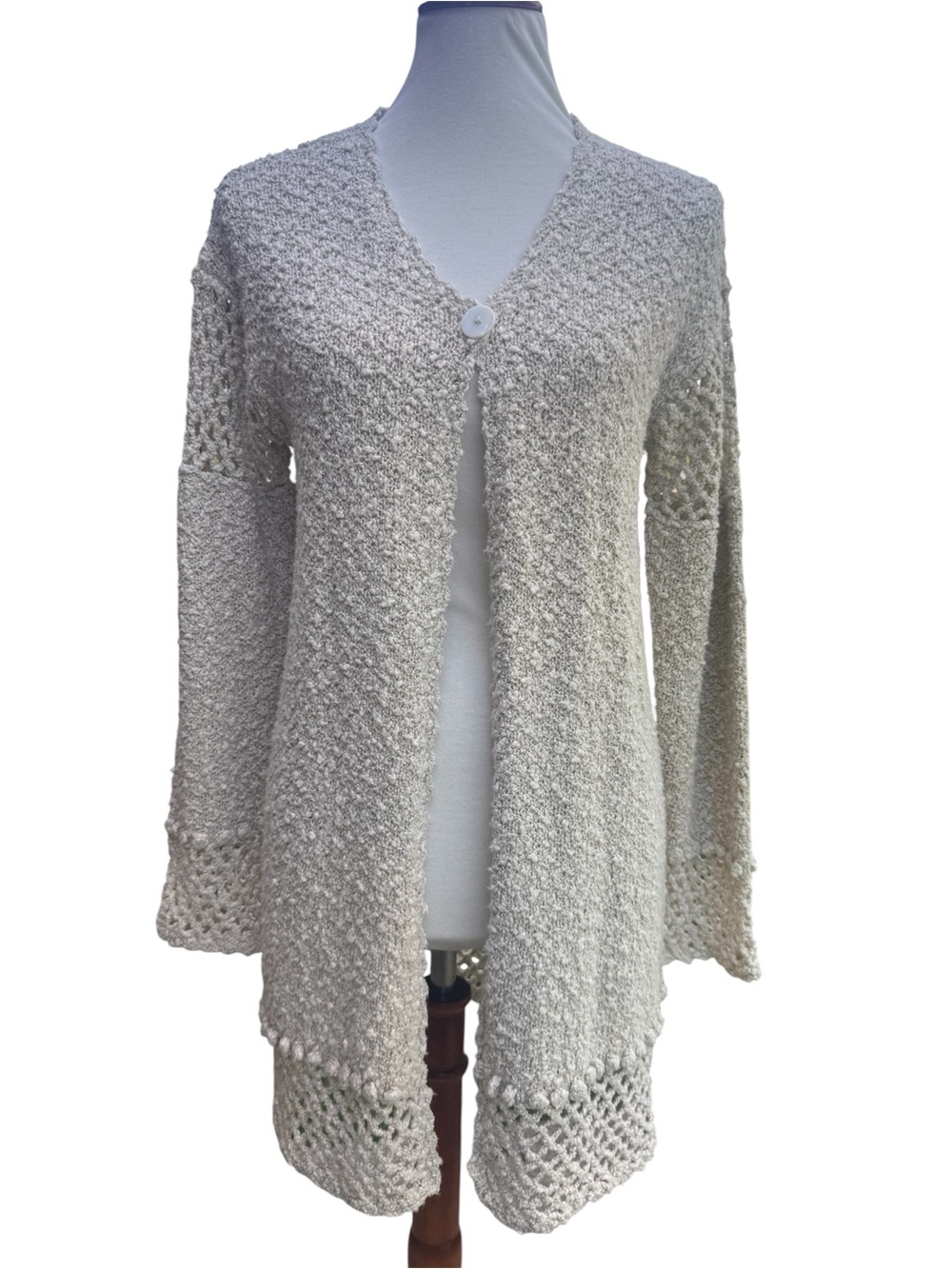 Carraig Donn Hand Knit Cotton Linen Cardigan Sweater Medium EUC Made in Ireland